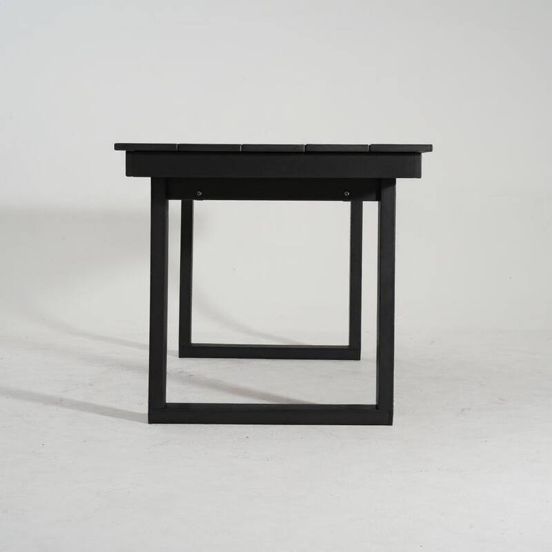 67" HDPE Outdoor Dining & Meeting Table, Weather-Resistant, Seats 6, Space-Saving Chair Slide-In