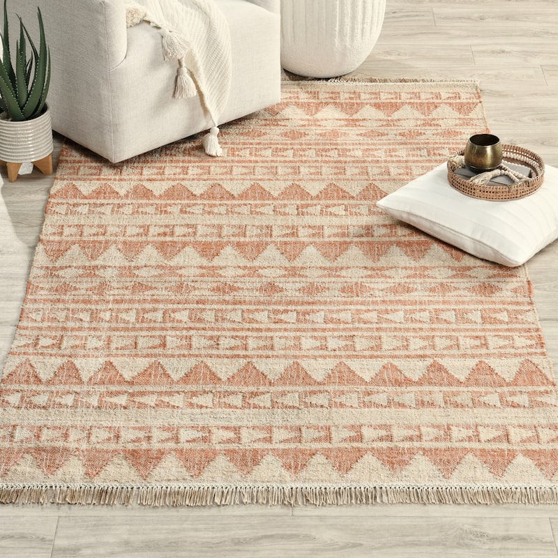 The Curated Nomad James Handwoven Jute Area Rug - 2'x3' - Terracotta/Natural