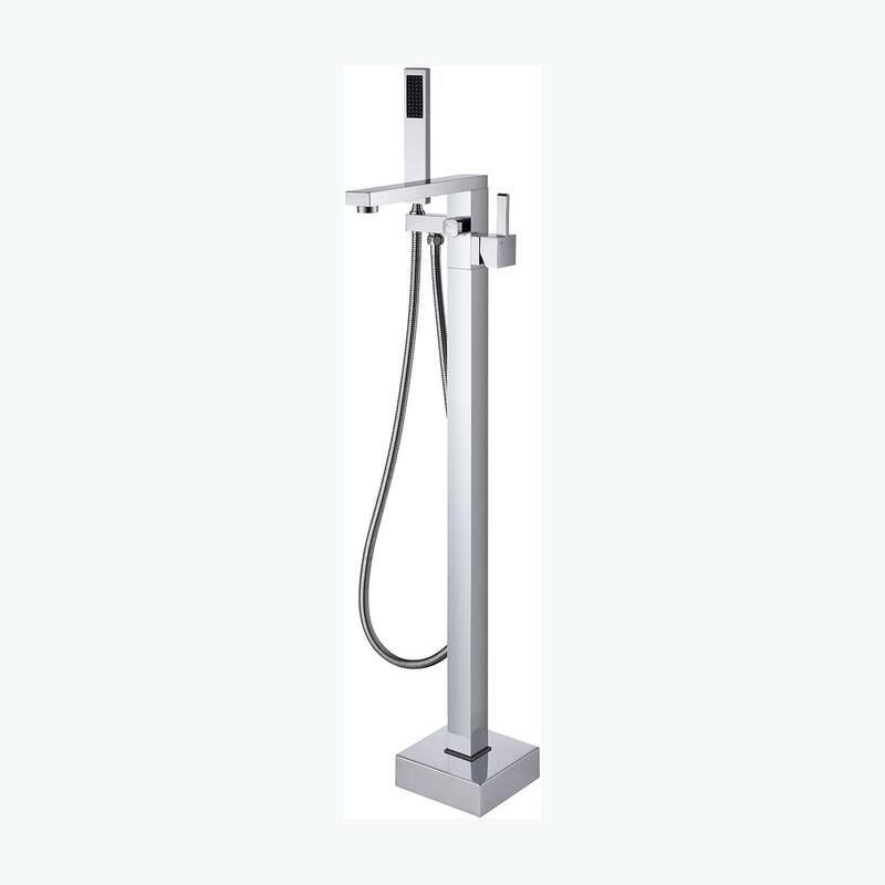 Gold/Black/Sliver Freestanding Bathtub Faucet, Floor Mount Bathtub Filler with Handheld Shower - Polished Chrome
