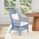 preview thumbnail 19 of 28, Rattan Slat Back Cushioned Arm Dining Accent Chair by East at Main - 24x25.5x39.25 Blue