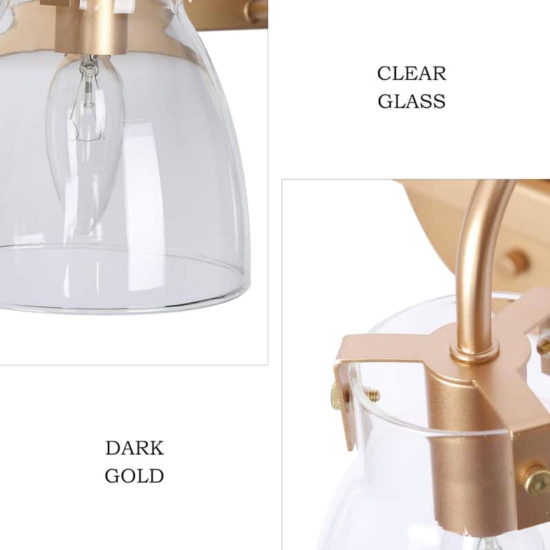 4-Light Mid-Century Modern Linear Gold Bathroom Vanity Light Glass Wall Sconces - 28.5" L x 9" W x 8" H