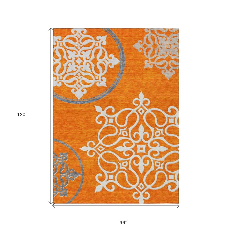 HomeRoots Floral Medallion Transitional Rectangle Outdoor Rug