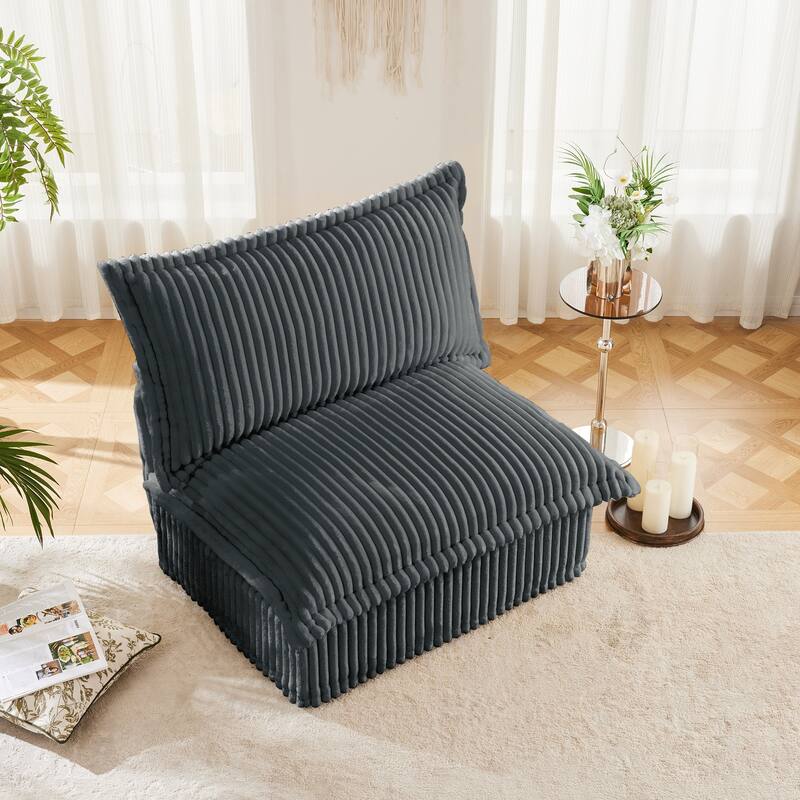 Single Corduroy Deep Seat Armless Accent Chair