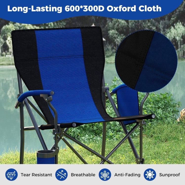 Oxford Metal Folding Camping Chair with Cupholder and Carrying Bag