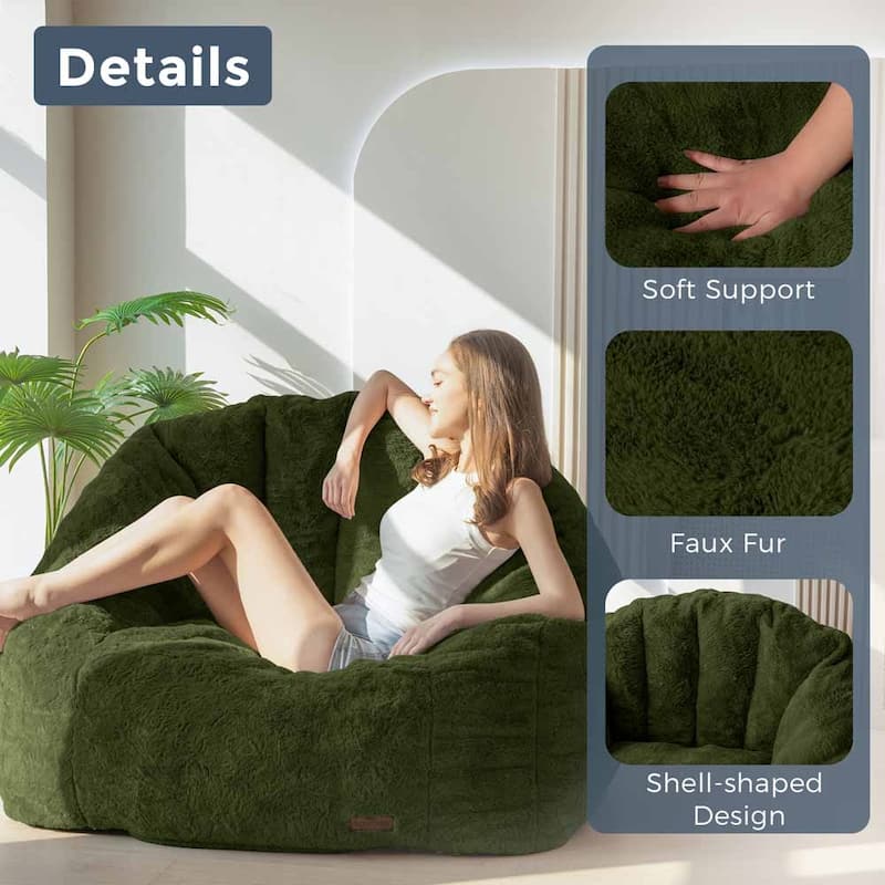 Giant Bean Bag Chair,Shell-Shaped Oversized Bean Bag Chair with Fille
