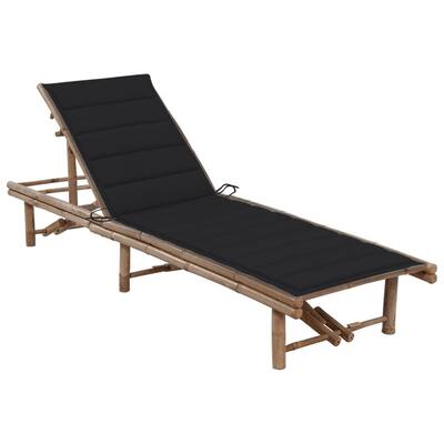 Patio Sun Lounger with Cushion Bamboo