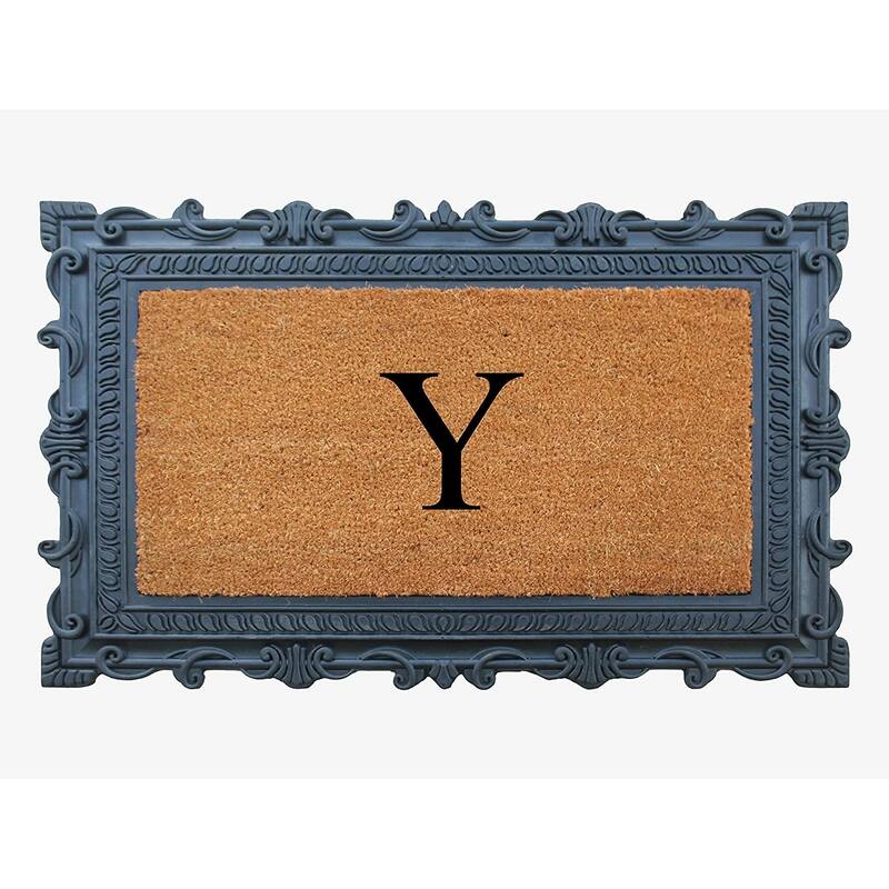 A1HC First Impression Carson Rubber and Coir 24" X 36", Heavy Duty, Easy to Clean Outdoor Monogrammed Doormat - Monogrammed Y