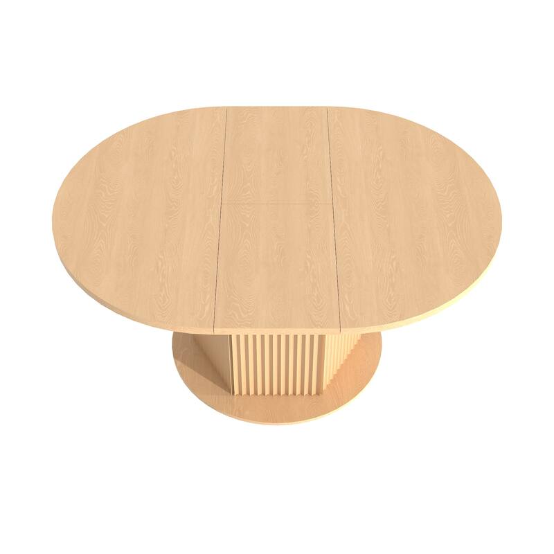 Round Dining Table for 4-6 People, Kitchen Table with Bump Texture Base, Wooden Dinner Table for Dining Room Family Gathering