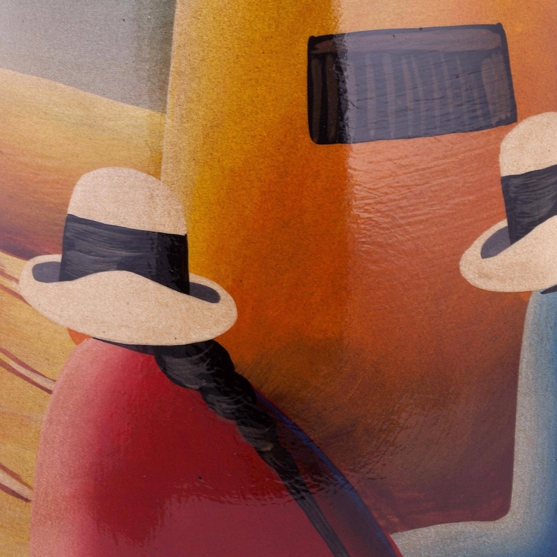 Handmade Convent Girl Multi-Color Ceramic Vase (Peru)