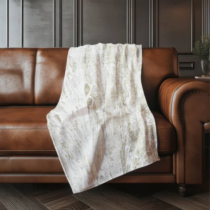 Premium Machine Washable Abstract Watercolor Sherpa Throw Blanket - Taupe - 4'2" x 5'10"