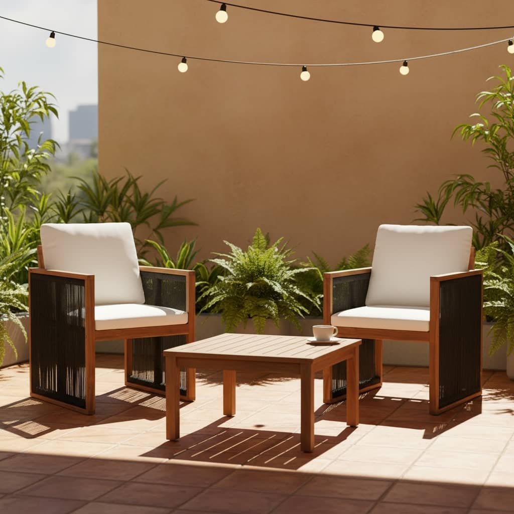 Christopher Knight Home - Valmont Modern Outdoor Acacia Wood Dining Arm Chair with Rope Back & Washable Cushion, Set of 2