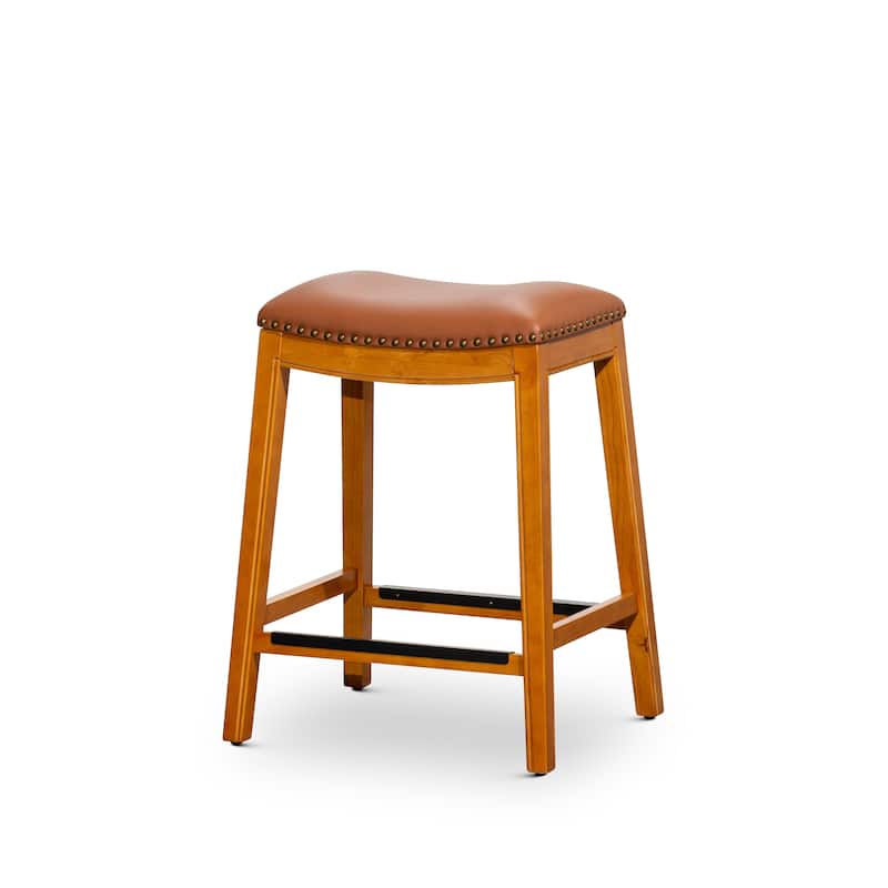 DTY Indoor Living Durango Leather Saddle Stool - Natural/ Saddle Leather - Counter Height