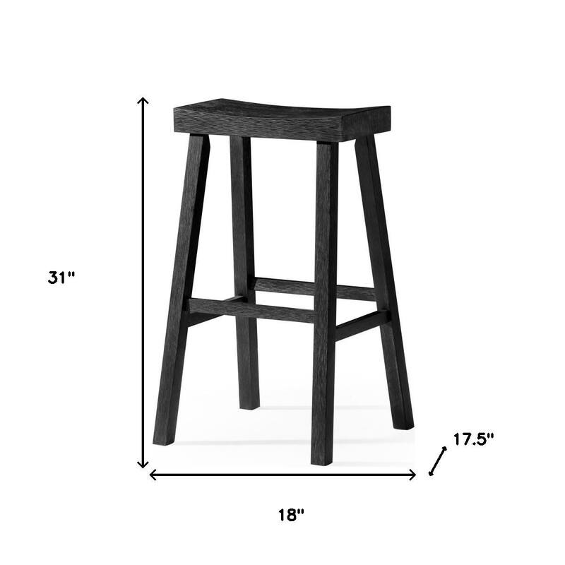 HomeRoots 31" Black Solid Wood Backless Bar Height Bar Chair