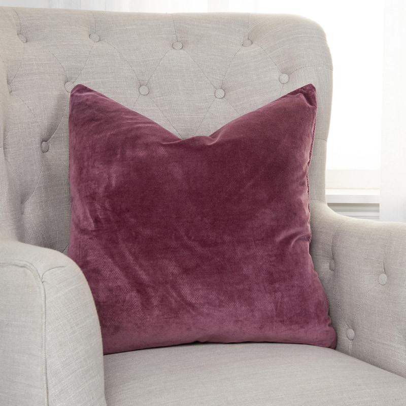 Solid Cotton Welted Pillow Cover - 22" x 22" - Berry