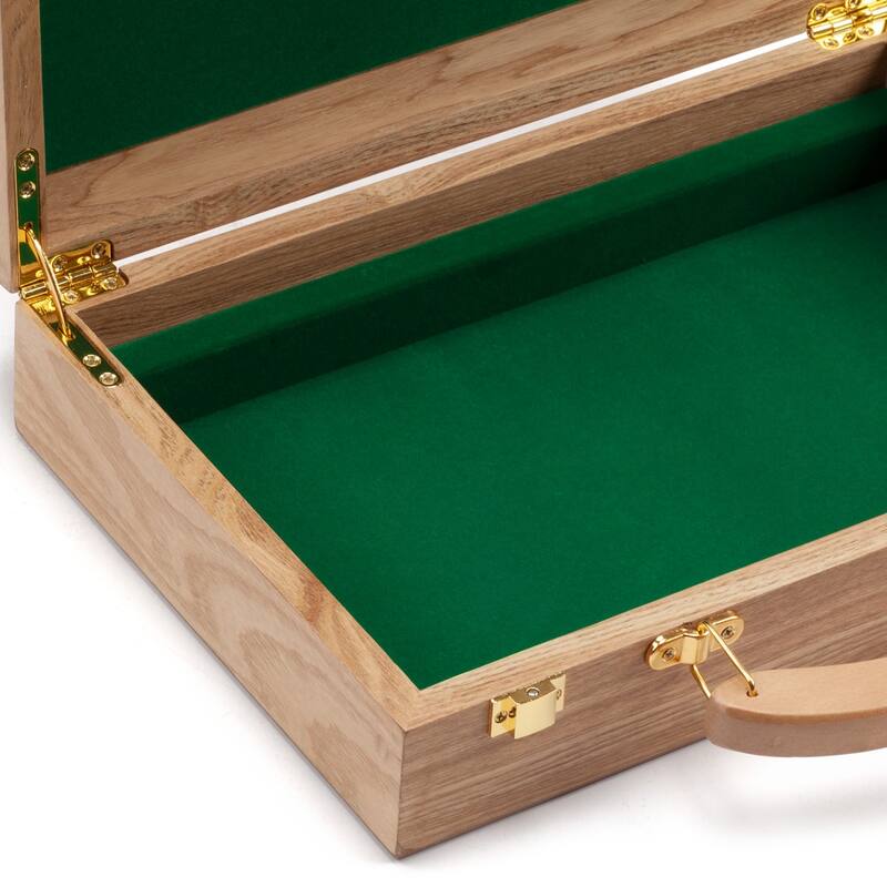 GSE™ 300pcs Casino Deluxe Wooden Poker Chip Case with 3 Wooden Chip Trays