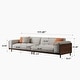 preview thumbnail 3 of 11, Mid-Century Modern 4 Seater Sofa Walnut Cotton Linen Upholstery, Removable Washable Covers, Deep Cushions with Pillows