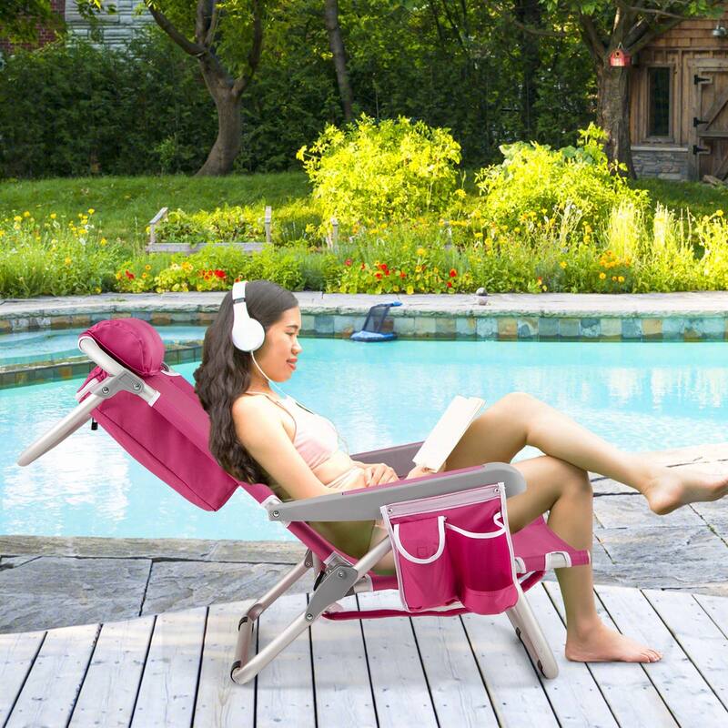 Goplus 1/2 PCS Folding Beach Chair for Adult Lightweight Aluminum