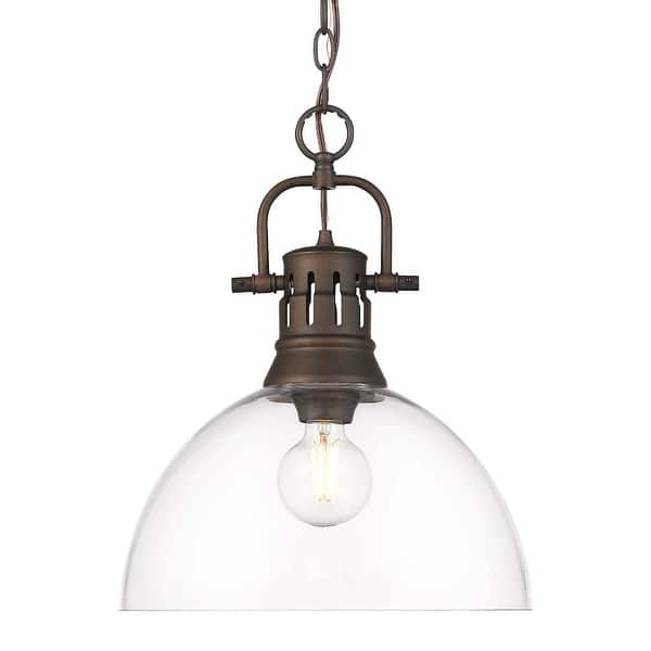 slide 2 of 11, Golden Lighting 3602-L RBZ Duncan 14" Wide Pendant Rubbed Bronze / Clear