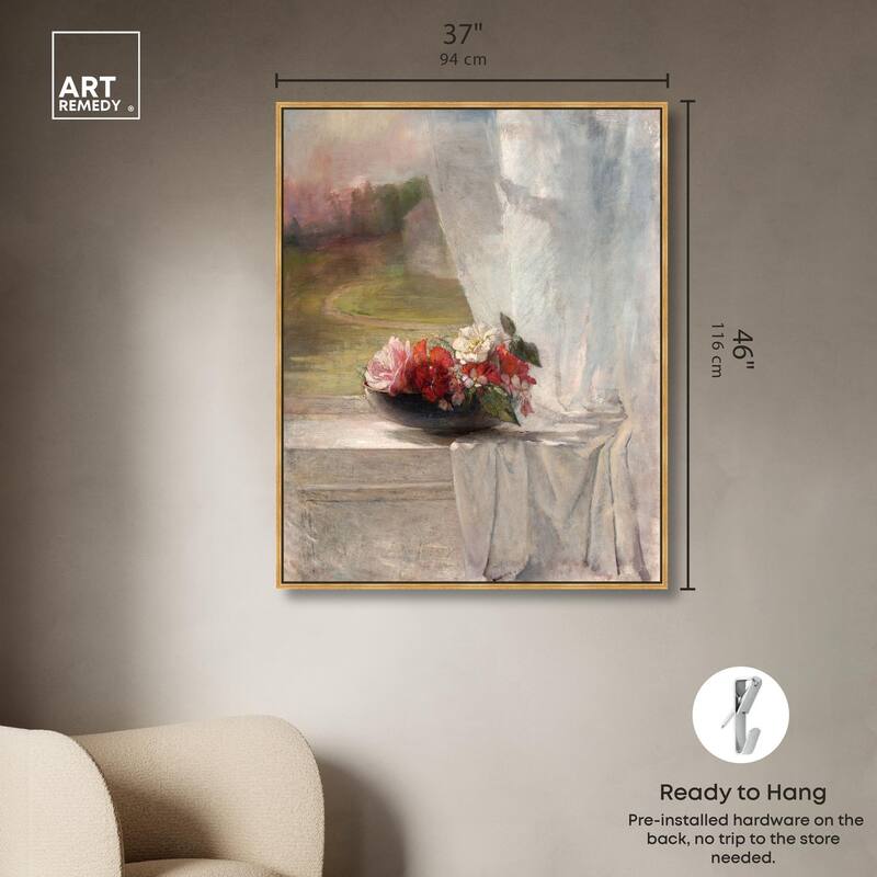Flowers on a Window 1861 Canvas by Art Remedy