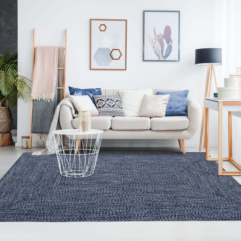 Superior Modern Rustic Bohemian Reversible Multi-Tone Braided Indoor Outdoor Area Rug