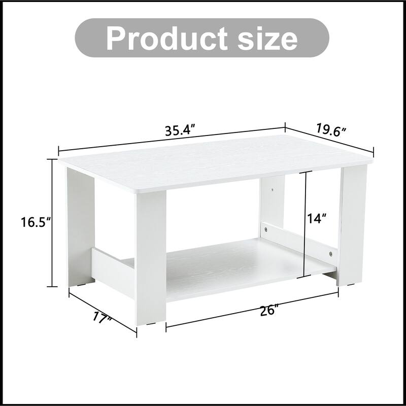 White MDF Double Layered Coffee Table