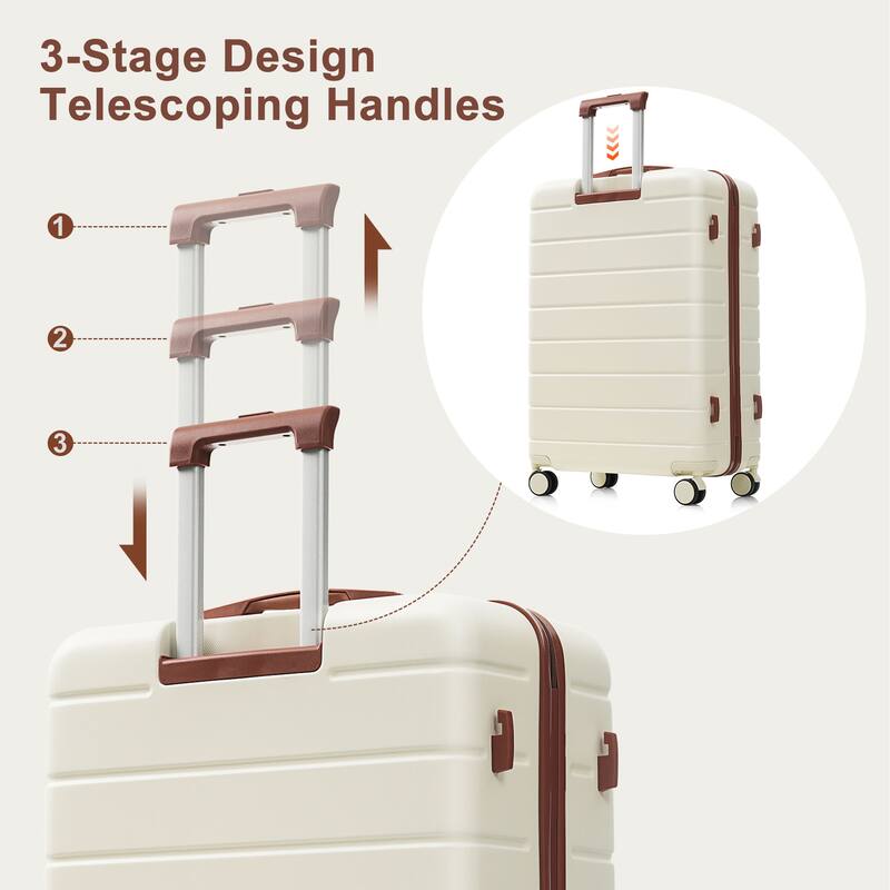 Premium ABS Travel Luggage Set,Three-Piece TSA Lock Suitcase Ensemble