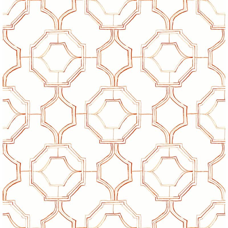 A-Street Prints Gallina Orange Trellis Wallpaper