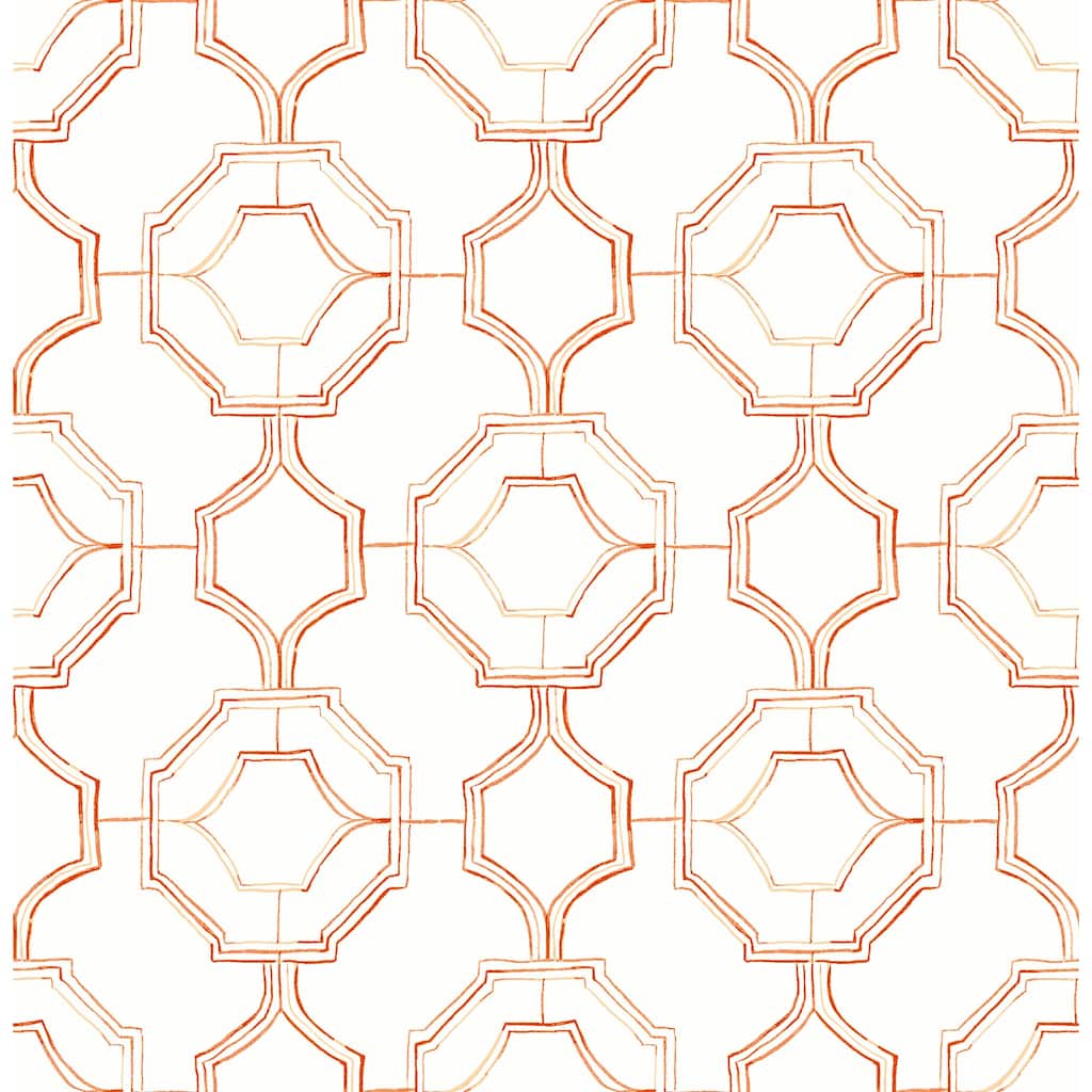 A-Street Prints Gallina Orange Trellis Wallpaper