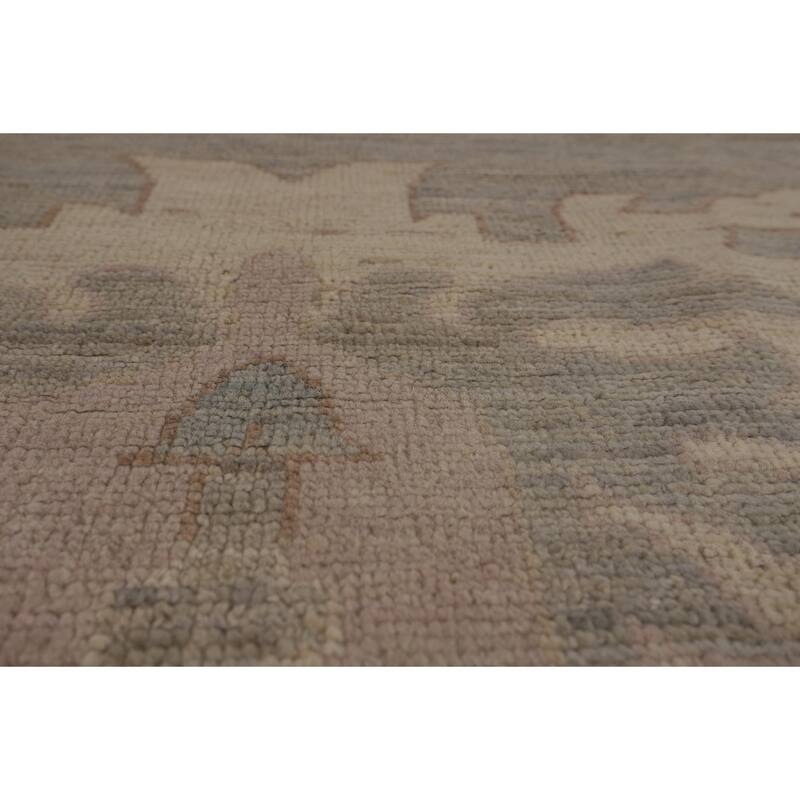 Vegetable Dye Floral Oushak Turkish Rug Handmade Wool Carpet - 9'10"x 14'3"