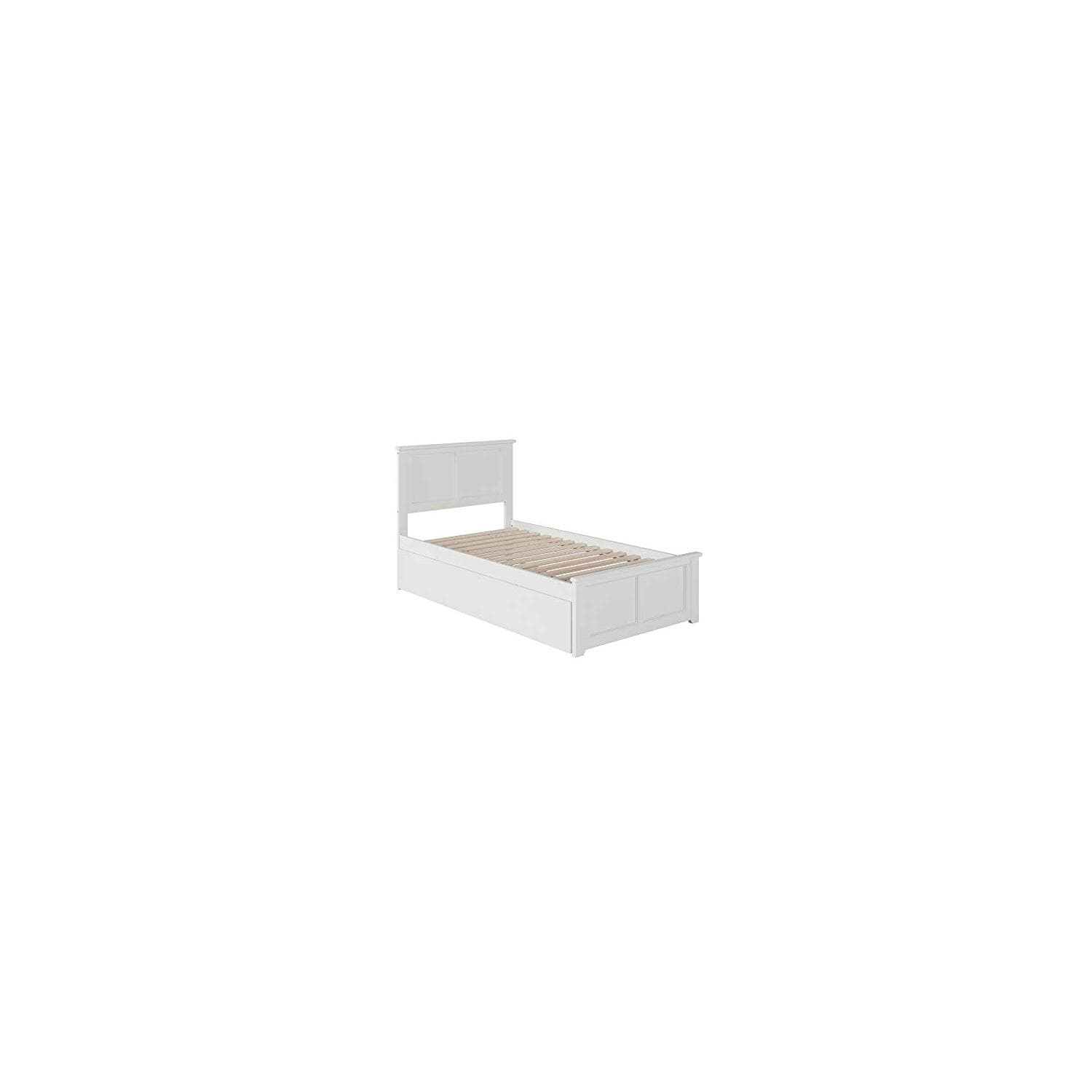 Twin XL Platform Bed with Footboard & Trundle - White