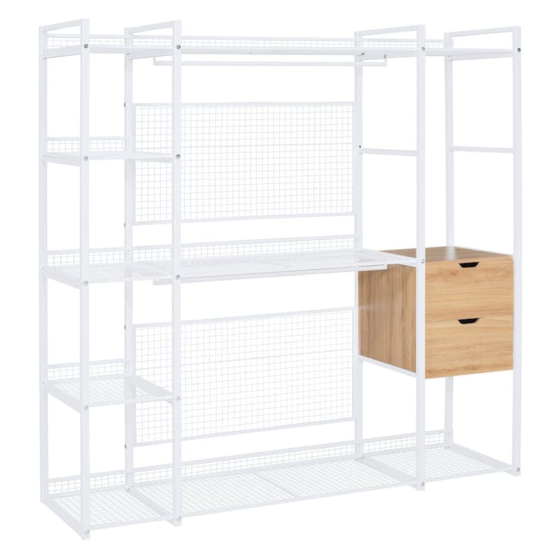 HomeRoots 69" White Metal Closet System