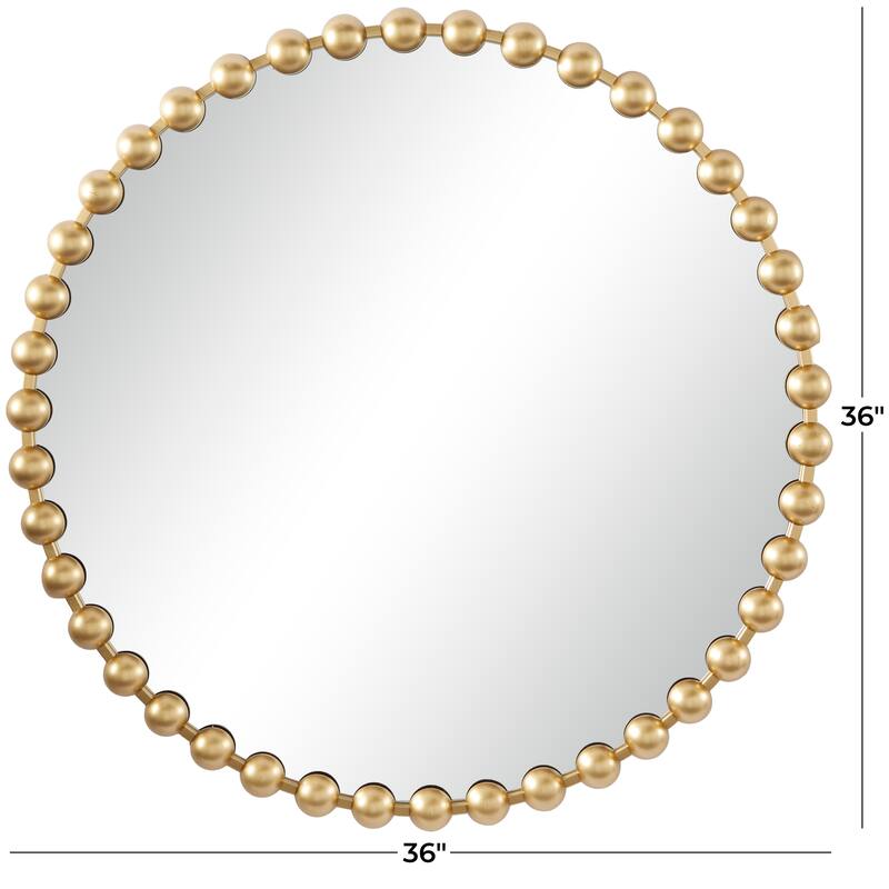 CosmoLiving by Cosmopolitan Metal Wall Mirror with Beaded Detailing - Dark Gray, Gold, Silver