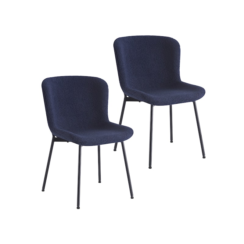 Porthos Home Lance Fabric Upholstered Dining Chairs with Steel Legs, Set of 2 - Blue