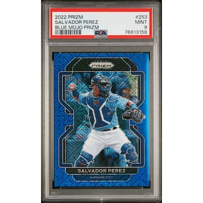Salvador Perez 2022 Panini Prizm Blue Mojo Baseball Card #253 PSA 9 114/199 - 8'6" x 11'6"