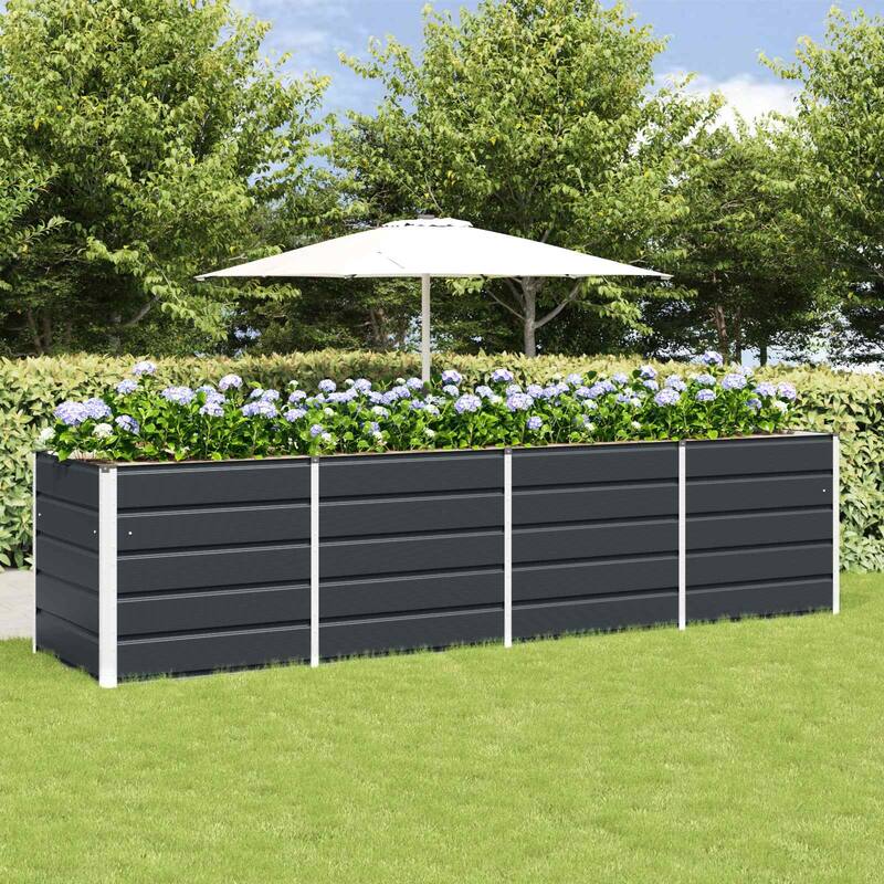vidaXL Planter in Steel - 62.99 x 31.50 x 17.72 - Black - 125.98 x 31.50 x 29.53 in