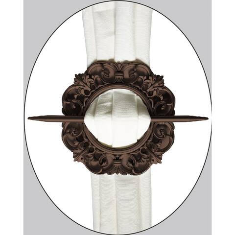 Premius Round Scroll Decorative One Pair Curtain Tie Back, 7x7 Inches - 7x7 Inches