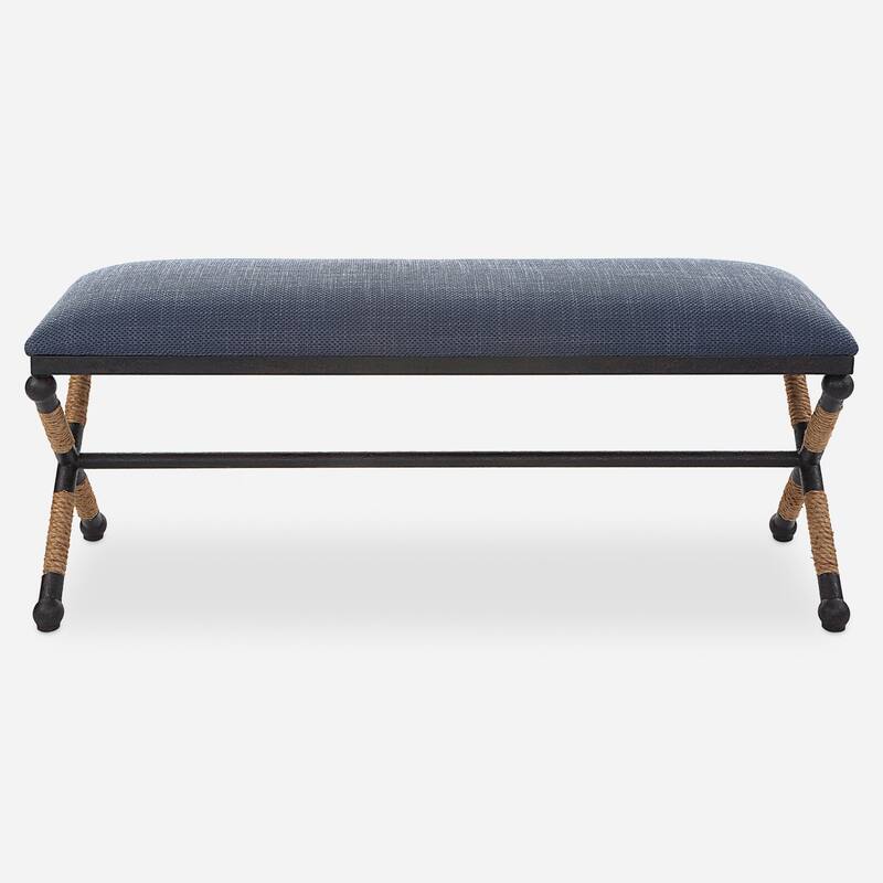 Cushioned Top Bench with Metal Frame - 47.75" - Navy Blue