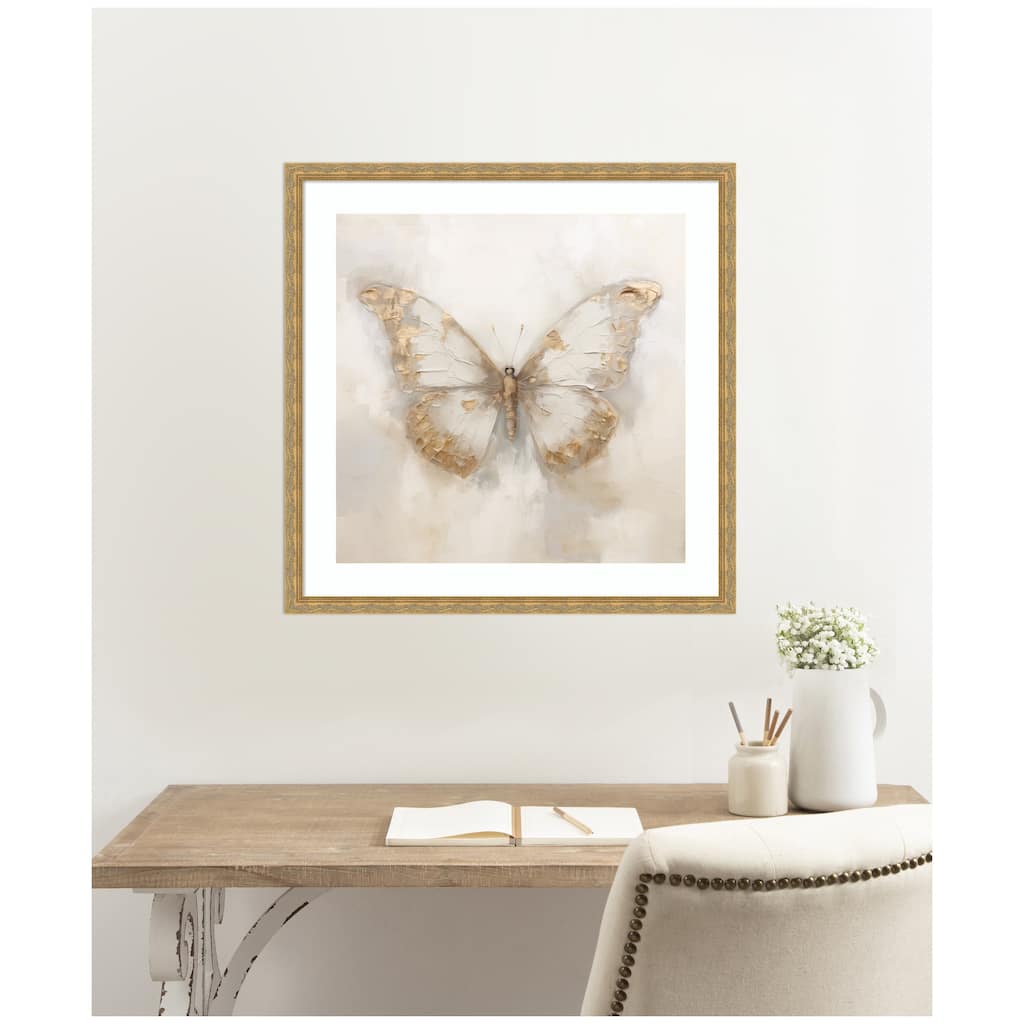 Kate and Laurel Framed Art Butterfly Neutral 2 by The Creative Bunch Studio