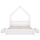 preview thumbnail 7 of 7, Queen Size House-shaped Bed with Half-guard, Wooden Platform Bed with Two Recess Handle Drawers, Modern White
