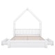preview thumbnail 19 of 22, Queen Size Wood House Platform Bed with Guardrail and 2-Drawers, Natural - Sturdy Pine Frame with Rustic Window and Fence