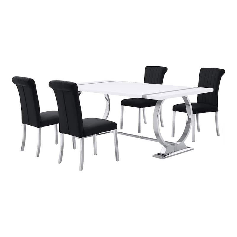 Furniture of America Carra Modern 5-Piece Stainless Steel Dining Table Set