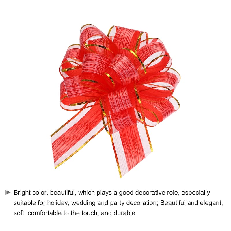 5pcs 7 Inch Large Pull Bow Gift Wrapping Bows Ribbon Organza Bows