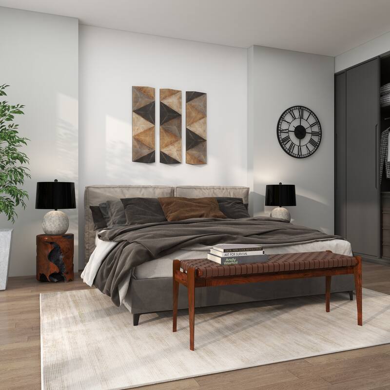 Brown Teak Wood Handmade Live Edge Stump Accent Table with Charred Detailing