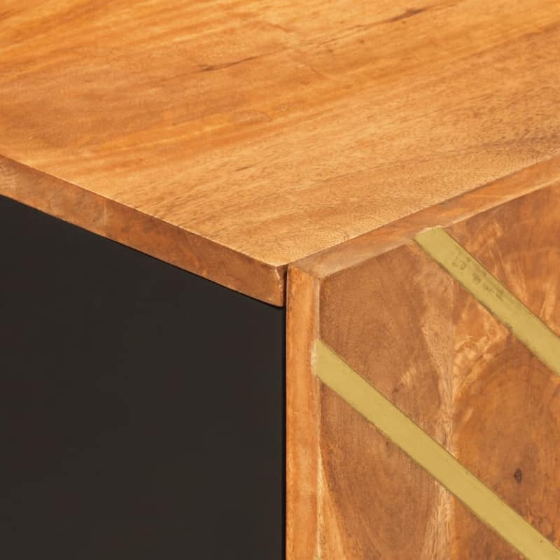 vidaXL TV Cabinet Brown and Black Solid mango wood, MDF, iron - 41.3 x 13.2 x 18.1 in