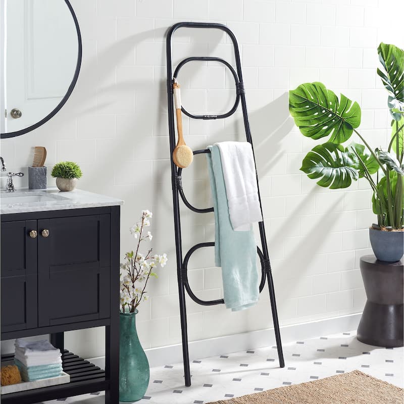 SAFAVIEH Home Collection Keita 3 Tier Towel Hanger - 26" W x 1" D x 67" H - Black