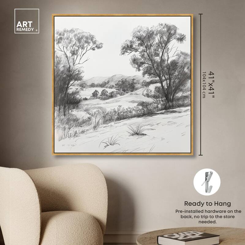 Charcoal Countryside Canvas by Art Remedy