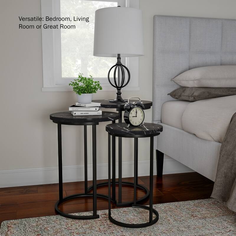 Lavish Home Round Living Room End Tables Nesting Tables, Set of 3