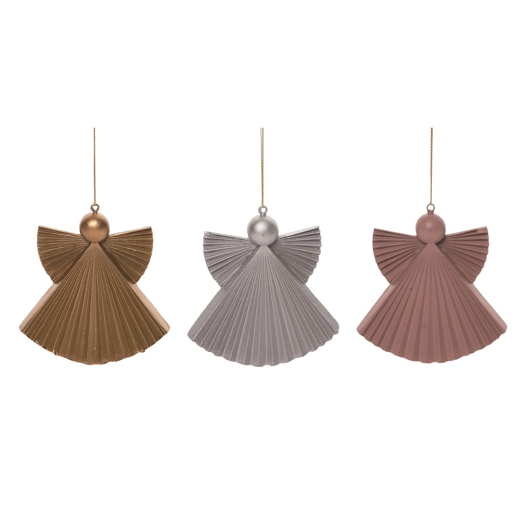 Transpac Resin Metallic Faux Paper Fold Ornament Set of 3 Christmas Home Decorations
