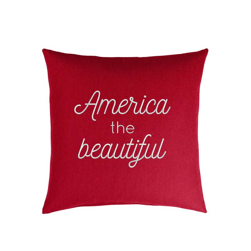 Mozaic Embroidered America the Beautiful Indoor/Outdoor Square Pillow - Red
