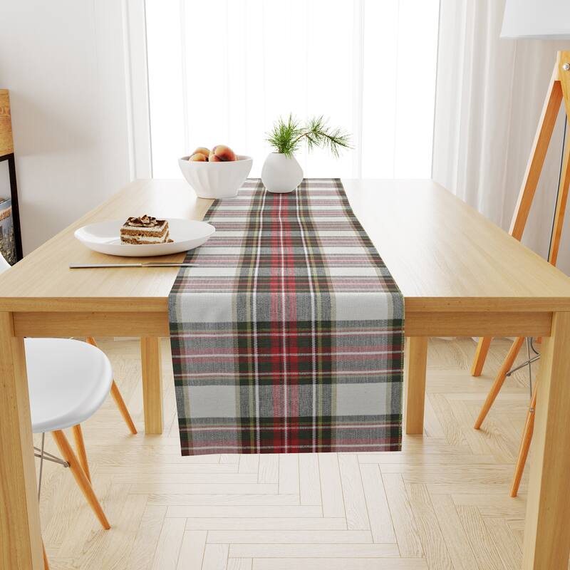 Fabstyles Celebration Plaid Cotton Table Runner Machine Washable - 13x72